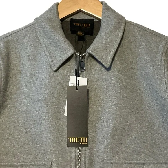 TRUTH sz Small Square Jacket Full Zip Snap Pockets Collared Cropped Gray NWT - Picture 7 of 11